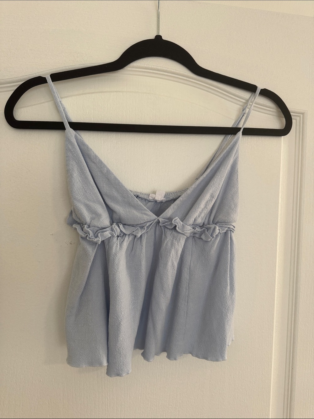Garage Pale Blue Ruffle-Trim Spaghetti Strap Camisole